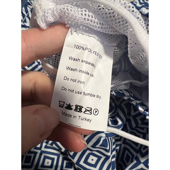 NWT Collars & Co Men's 7” Riviera Swim Trunks Shorts Navy Blue White Geo Size M - Picture 9 of 10